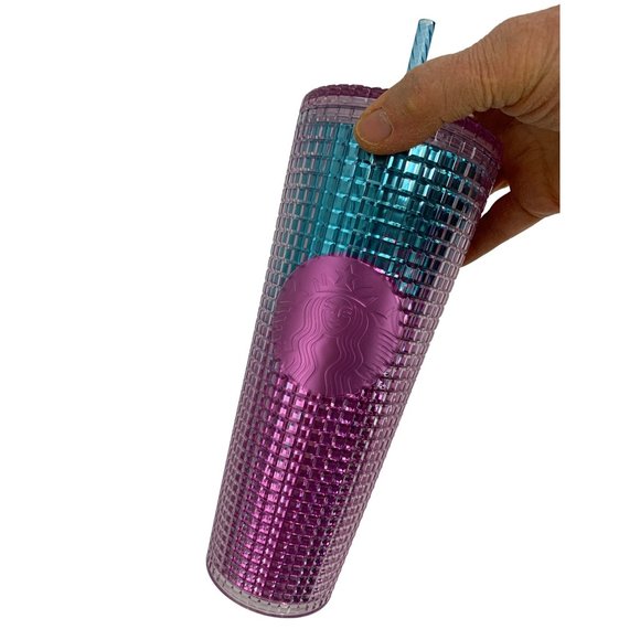 Starbucks Tumbler Iridescent Grid Pink Venti 24oz Summer 2021 6559 NWT Barbie - Picture 2 of 8